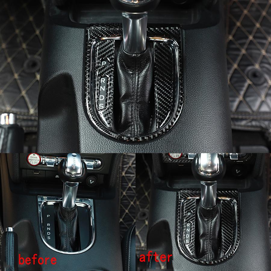 Carbon Fiber Style Interior Gear Shift Decor Panel Trim Fit For Ford Mustang 2015-2019