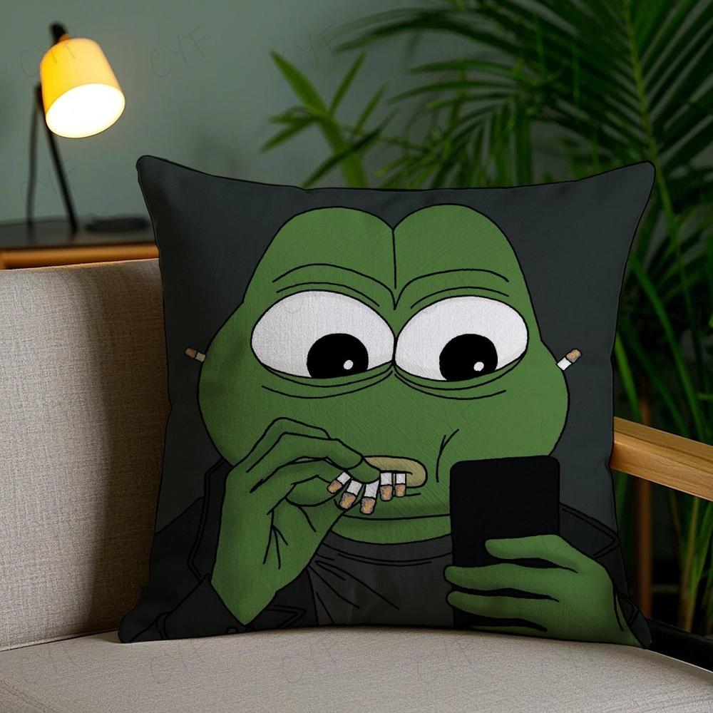 Sad Frog P-Pepe Pillow Case Anti-dustmite Pillowcase Invisible Zipper Silky Short Plush Sofa Cushion Cover