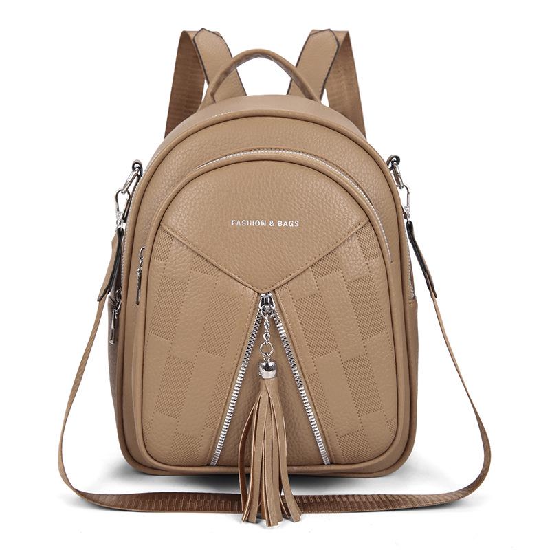 

Женский универсальный повседневный рюкзак с несколькими молниями для работы и поездок 30x10x24 темные хаки