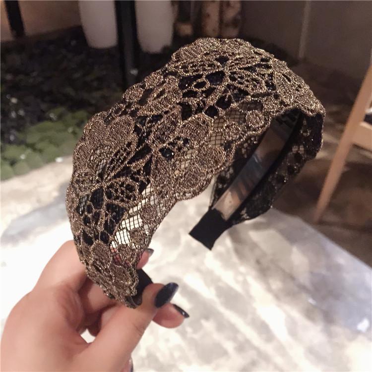 Fashion Women Lace Hairbands Wide Hair Hoop No-slip Lady Flower Hollow Headbands with Teeth Elegant Female Hair Accessories