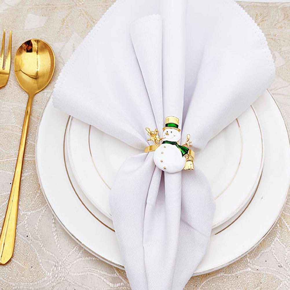 Christmas Napkin Rings Set of 6 Snowman Metal Napkin Ring Holders for Dining Table Decor for