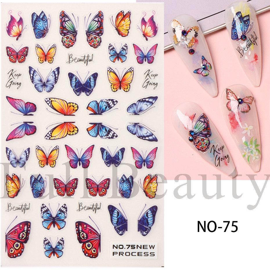 Nail Art Stickers Ins Spring Small White Flower Sunflower Butterfly Tough And Thin Series Adhesive Nail Stickers