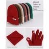 Wool Hat Scarf Gloves Set Solid Color Winter Beanie Hat Neck Warmer Thermal Knit Cap  Cold Weather
