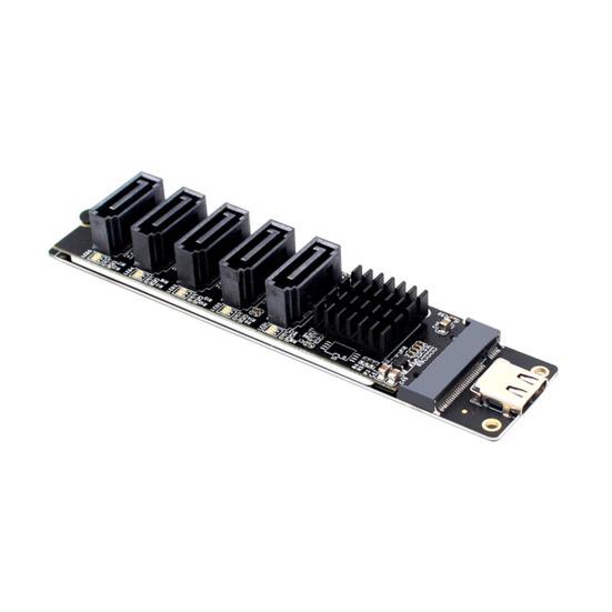 

Адаптерна карта Type-C на 5 портів SATA 3.0, високошвидкісна передача даних 6 Гбіт/с, широка сумісна карта розширення з інтелектуальним світлодіодним індикатором