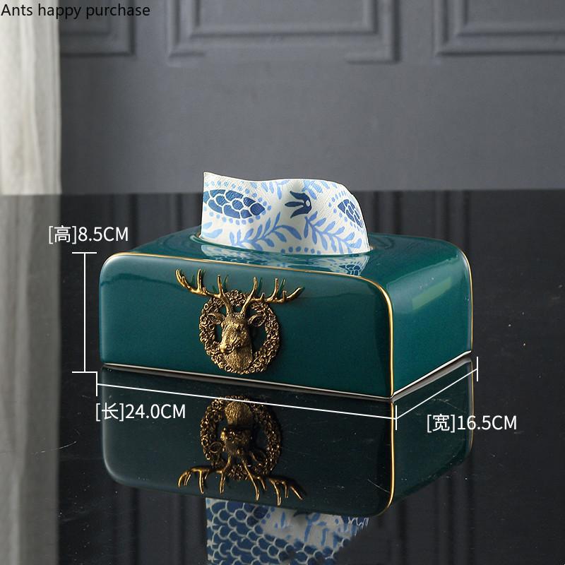 Ceramic Jar Storage Tank with Deer Cover Candy Jar Cotton Swab Box Food Container Snack Box Home Desktop Organizer Tissue Box
