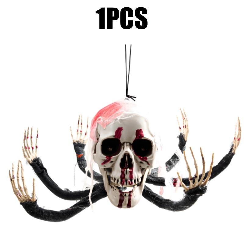 Halloween Haunted Skeleton Six Claw Monster Ghost Luminous Electric Blood Red Gauze Hanging Decoration Prop