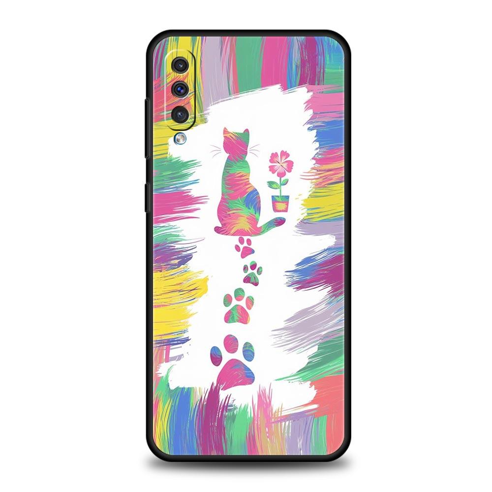 Abstract Creative Cat Line Pattern Phone Case for Samsung Galaxy A56 A36 A26 A16 A34 A24 A42 A22 A20 A12 A40 A10 Soft TPU Cover