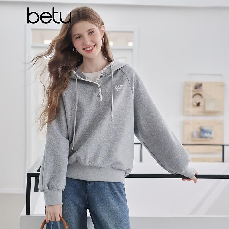 Betu Women's 2026 Autumn Trendy Hooded Sweatshirt