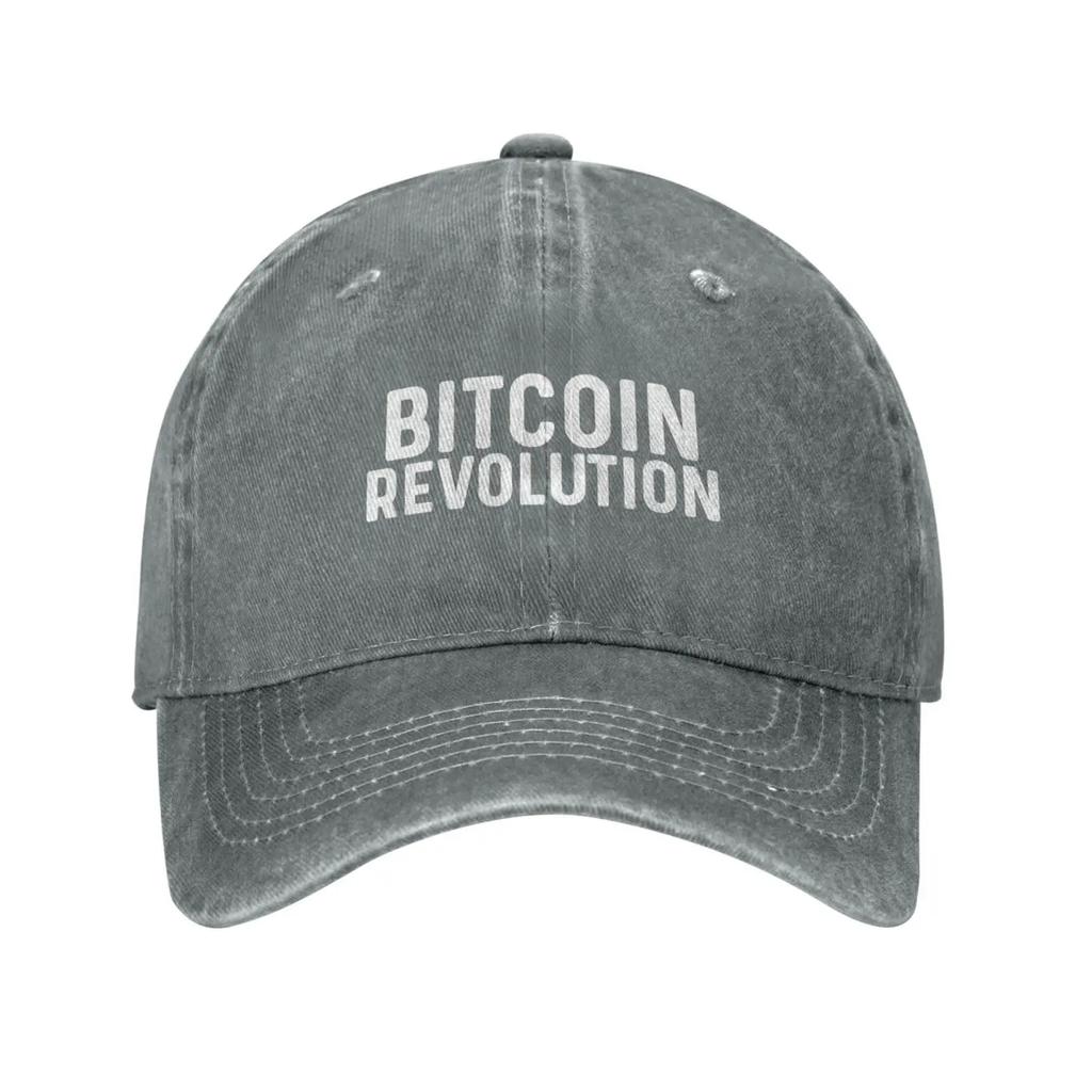 Bitcoin Revolution Hat Women Dad Hat Adjustable Cap Gray