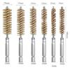 DERCHIA Wire Brushes, Brass Brushes with Hexagonal Shafts, Pack of 6, Brush-Shaped, Polishing Brush, Brass Tube Cleaning Brush, Stainless Steel and Br