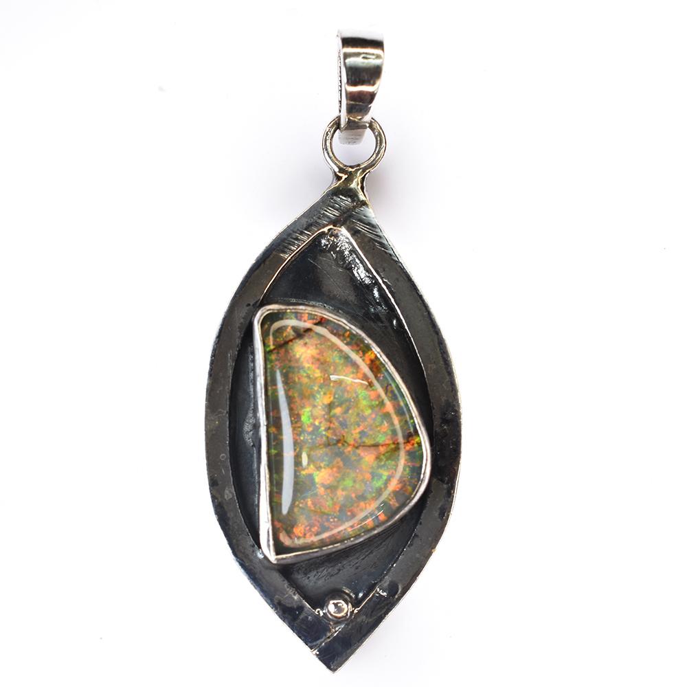 Natural Opal Pendant Fancy 43 ct 925 Sterling Silver for Birthday Gift October Birthday Birthstone