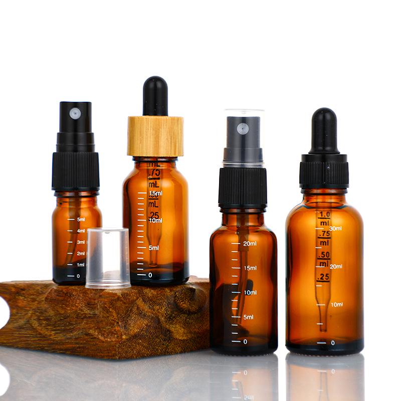 Brown Glass Essential Oil Dropper Bottle with Scale - Available in 5ml, 10ml, 20ml Sizes