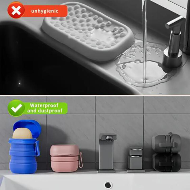 Portable Folding Waterproof Travel Soap Box Silicone Leak Proof Foldable Soap Box With Handle Soap Case Outdoor