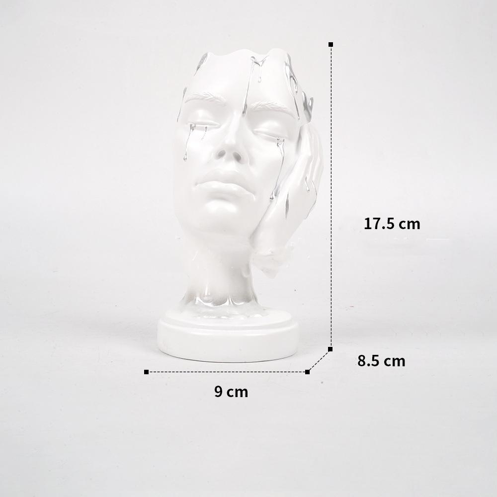 Artizanat din Rășină Statuie la Dimensiune Naturală Mască Facială Abstractă Tăcere Figurine Decorative Aurii Accesorii pentru Decorarea Casei