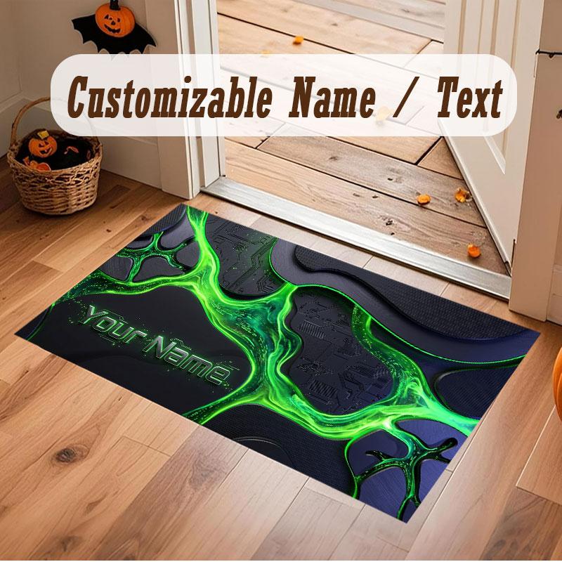 Stadt Cyberpunk Thema Kristall Samt Boden Teppich Personalisiert Benutzerdefinierter Name Text Warmer Teppich Heimdekoration