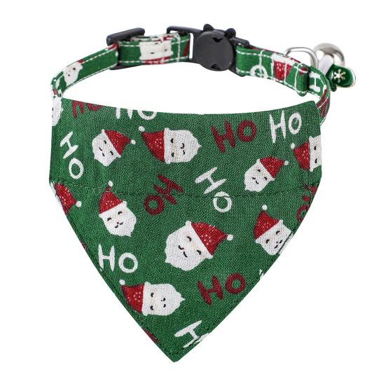 Durable Non-Fading Cartoon Pattern Pet Neck Strap Santa Claus Triangular Scarf Cat Supplies