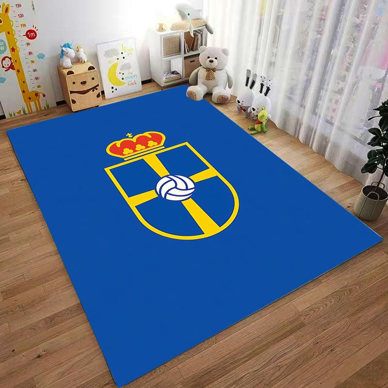 Blue Carpet with Crest Design Suitable As a Non-slip Mat for the Living Room or Bedroom Sofa