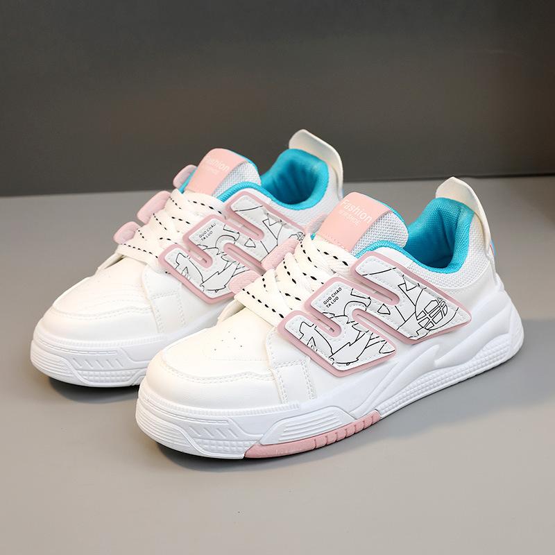 

[Customized] RM1510 new color matching letter women s shoes 2025 spring and autumn Korean version breathable casual board shoes increase height and 35