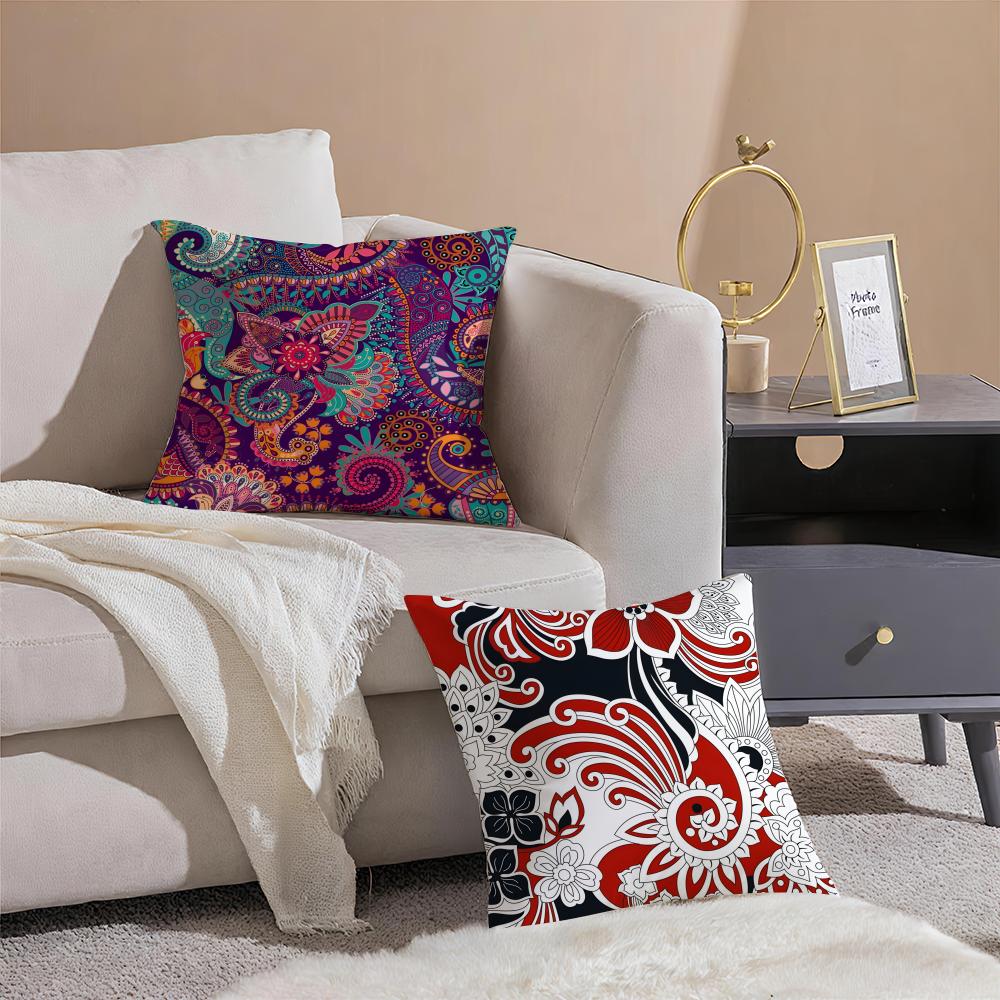Vibrant Intricate Indonesian Art BBadik Indonesia Cushion Cover Pillowcase Short Plush Invisible zipper Room Sofa Cushion Cover