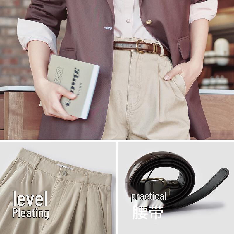 Semir Women's Brushed Wide-Leg Casual Pants with Belt