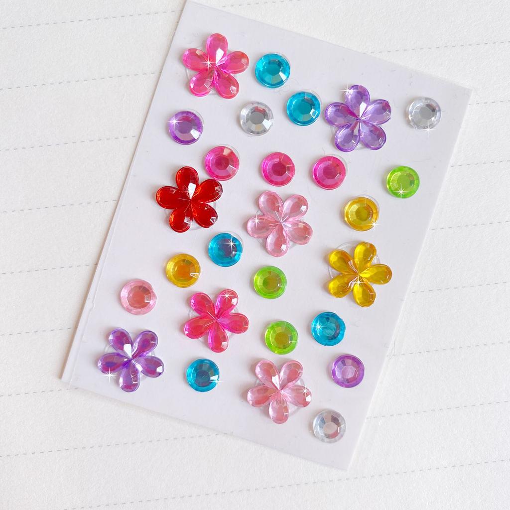 2 Pieces of Mini Heart Diamond Sticker Plum Blossom Star Color Acrylic Flower Sticker Make-up Eye Patch Children