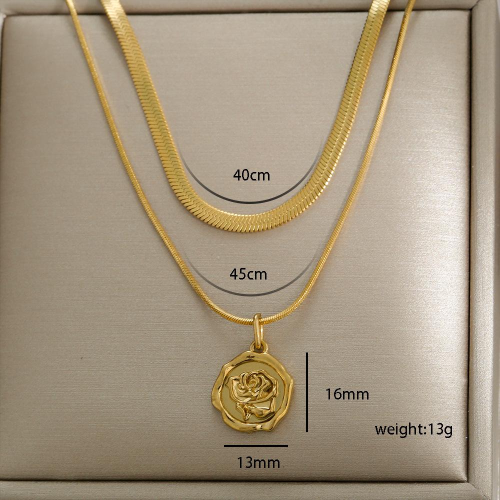 Custom 304 Stainless Steel 18K Gold Plated PVD Doble Collarbone Necklace Waterproof Heart Butterfly Pendant Women