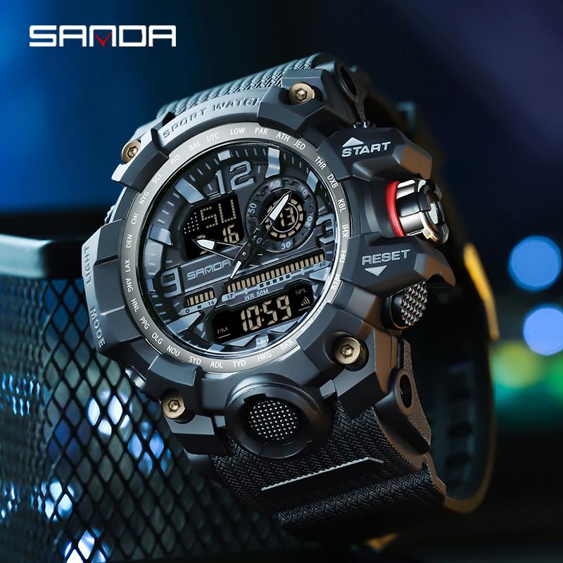 SANDA Brand G- Style Military Watch Men Digital Shock Sports Watches For Man Waterproof Electronic Wristwatch Mens Relogios