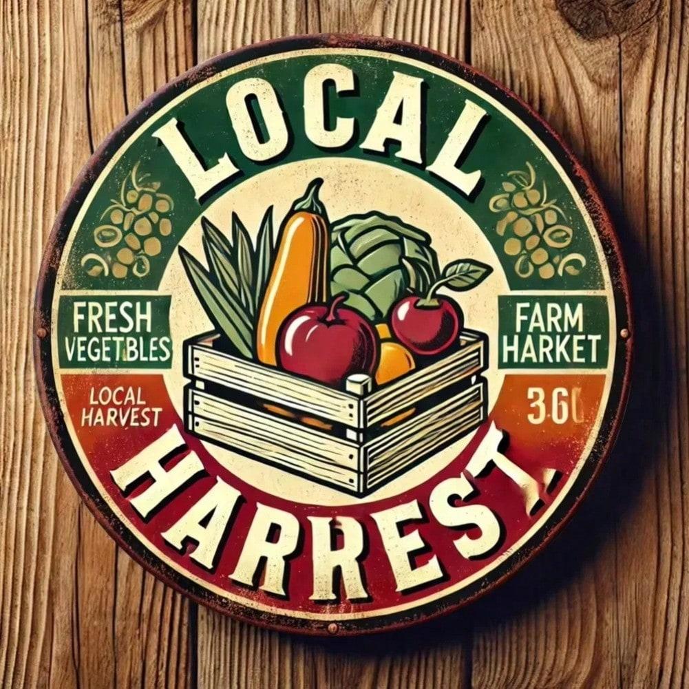 Vintage Farmers Market Metal Sign Round Aluminum Wall Art 8x8 Inch Rustic Home Decor 20x20 разноцветный