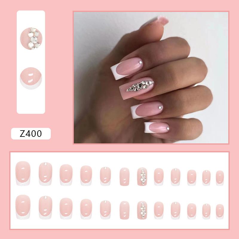 Drill Wearing Nail 24 Pack Combination Nail Art Finished Product Wearing Nail Sticker Three-Dimensional Relief Nail Art