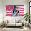 Virales Billie Eilish Blaues Haar Wandteppich Rosa Amerikanische Flagge - Premium Flachdruck Wandbehang Dekoration