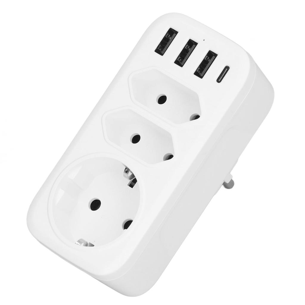 7 in 1 Mehrfachsteckdose 3-fach Adapter 3 USB-Schnittstellen 1 Typ-C-Schnittstelle EU DE Konversion