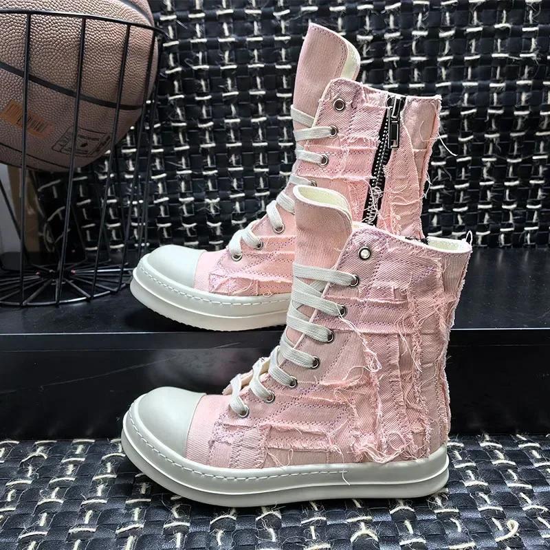 New Designer Breathable High-top Casual Shoes for Men and Women Flat Bottom Low-top Lace-up Canvas Shoes for Men and Women