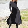 Autumn/Spring Crew Neck Casual Vacation Women's A-Line Midi Dress