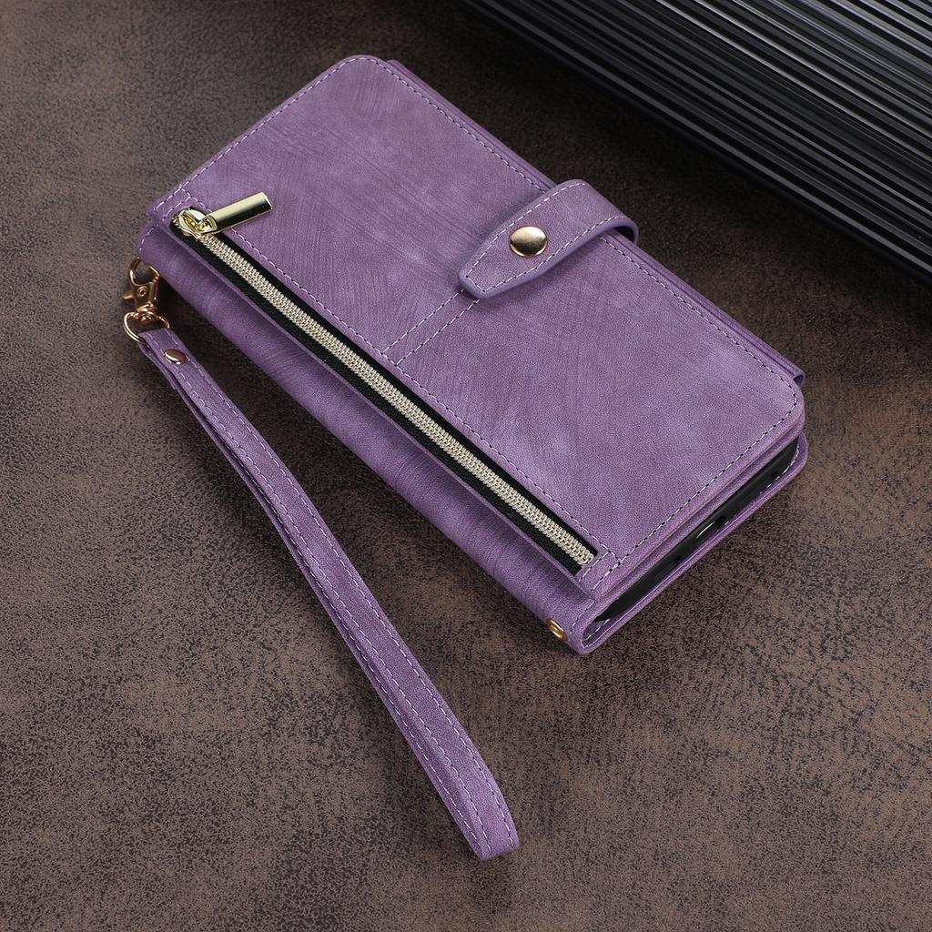 Skórzane etui z zamkiem błyskawicznym do Samsung Galaxy S25 Ultra S24 S23 Plus A16 A26 A36 A56 A55 A35 A15 z miejscem na karty Portfel Etui książkowe Pokrowiec
