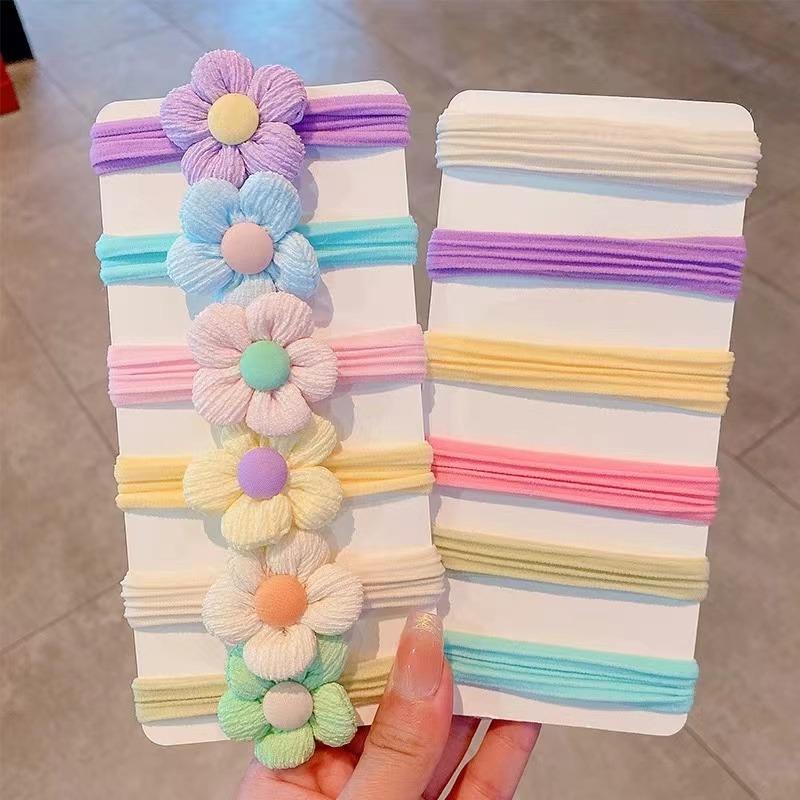 6Pcs Baby Headband Girl Flower Bow Headband Princess Elastic Rubber Band Coffee Colored Headband Children's Hair Accessories