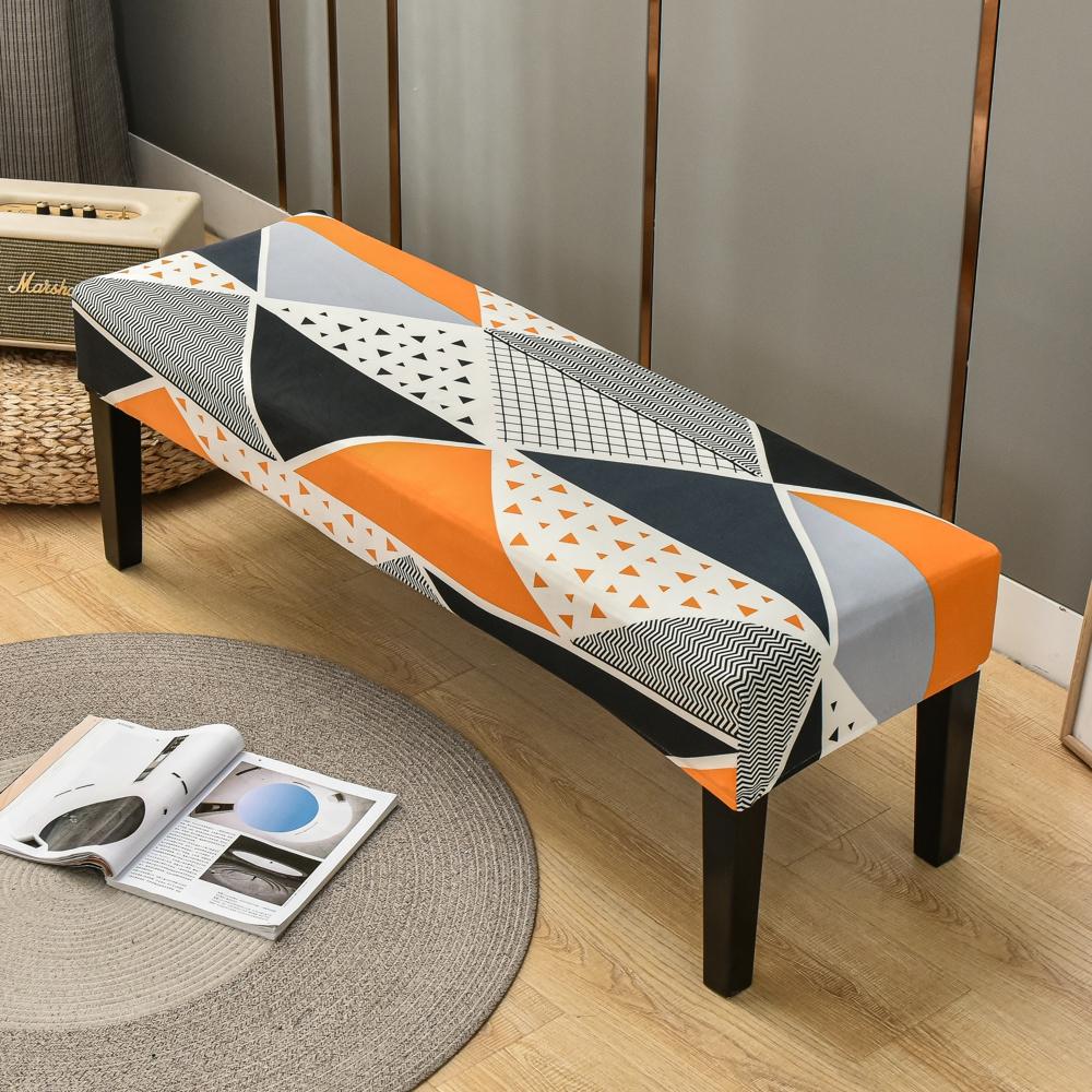 Dining Bench Cover Stretch Upholstered Bench Slipcover Printed Bench Seat Protector Rectangle Bench Covers for Dining Room Bedroom Living Room Kitchen