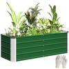 Metal Raised Garden Bed 2 Separate Planting Areas Open Bottom Easy Assembly 125 X 47 X 44cm Green