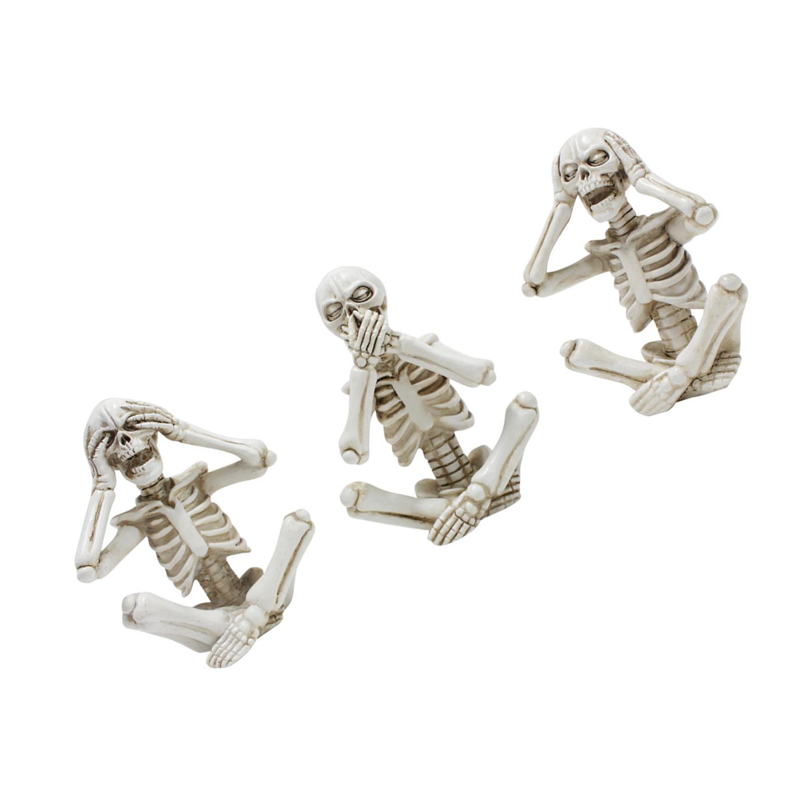 

Забавная статуэтка скелета Декоративное украшение Синтетическая смола Откажись Видеть Говорить Слышать Фигурки скелетов Набор для Хэллоуина