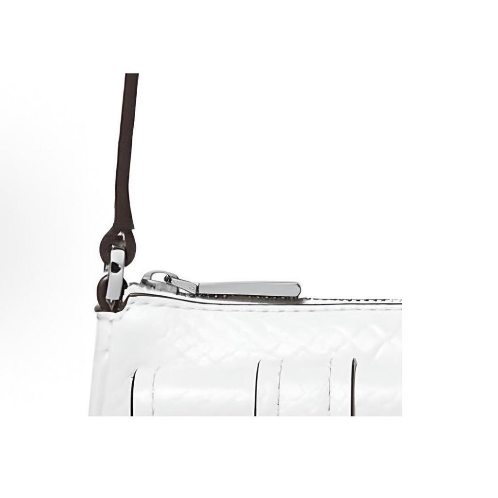 Michael Kors MK Zoe Logo de Marcă Geantă Tote Classică din Piele cu Imprimeu Șarpe Mică pentru Femei Albă