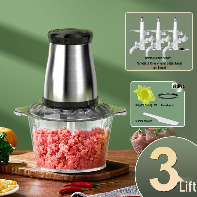 Compact Stainless Steel Meat Grinder and Blender with Dumpling Filling Feature