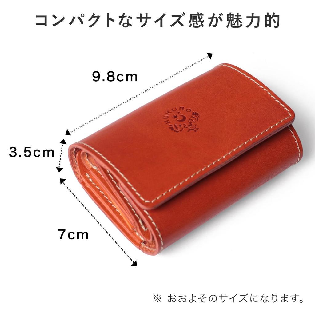 Mini Tri-fold Wallet for Women and Men, Genuine Leather, Palm-Sized Wallet - Minit - Small Wallet, Large Capacity, Tochigi Leather, Pouch
