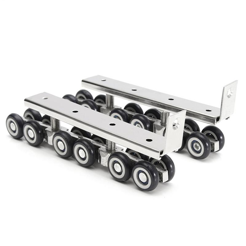 

A84E-Mute Kit Sliding Door Roller 2Pcs Door Wheels 12 Roller Hangers Furniture Cold Rolled Steel Closet Hardware