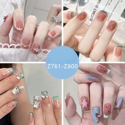Sweet Little Fresh Star Diamond Blush Manicure Flash French Cute Fake Nail Girl Manicure
