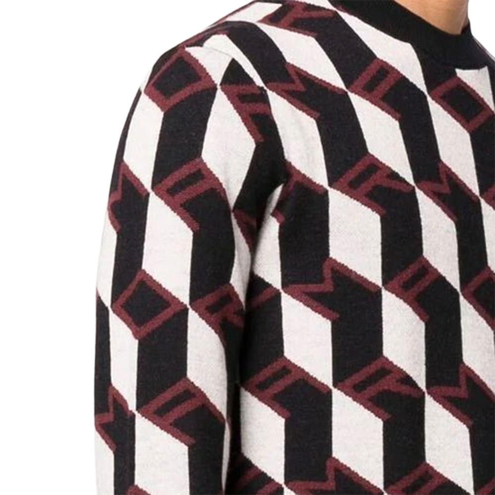 Emporio Armani FW22 Geometric Pattern Logo Jacquard Crew Neck Long Sleeve Sweater Men Sweater Multicolor 6L1MXX-1MCQZ-F318