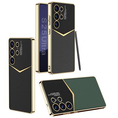 Geeignet für Samsung S25 Ultra Handyhülle Galvanisiertes Schlichtes Leder Jazz S25 Schutz S25plus Ultradünn Sturzsicher Schlicht