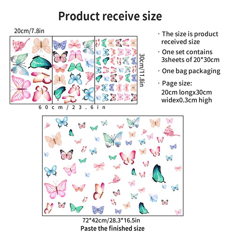 Overseas Trade Glow In The Dark Wall Stickers, Pink Blue Green Butterfly Design, Girls Bedroom Kids Room, Kindergarten
