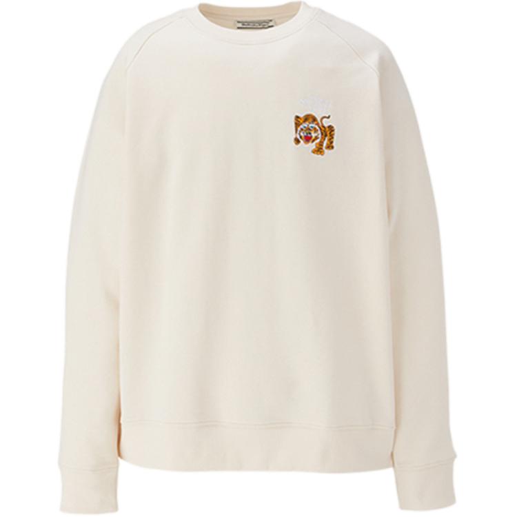 Onitsuka Tiger SS24 Solid Color Vintage Crew Neck Long Sleeve Sweatshirt Unisex Sweatshirt Light-Beige 2183B183-250