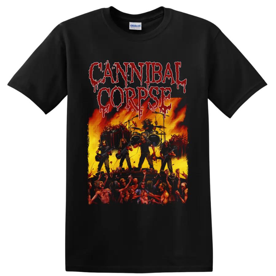 Cannibal Corpse Death Metal T Shirt Horror Concert Art Graphic Tee Fire Crowd