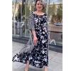 2023 Summer Floral Women's Long Dress with Waist Cinch, Round Neck, and Half-Sleeves - European and American Style