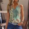 Women Summer Vest V-Neck Sleeveless Floral Print Tank Tops Buttons Neckline Loose Fit Casual Camisole Streetwear